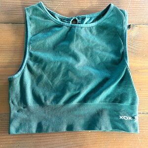 Betsy Johnson XOX Sports Bra Green Women’s Large Workout Active Crop Top Ribbed